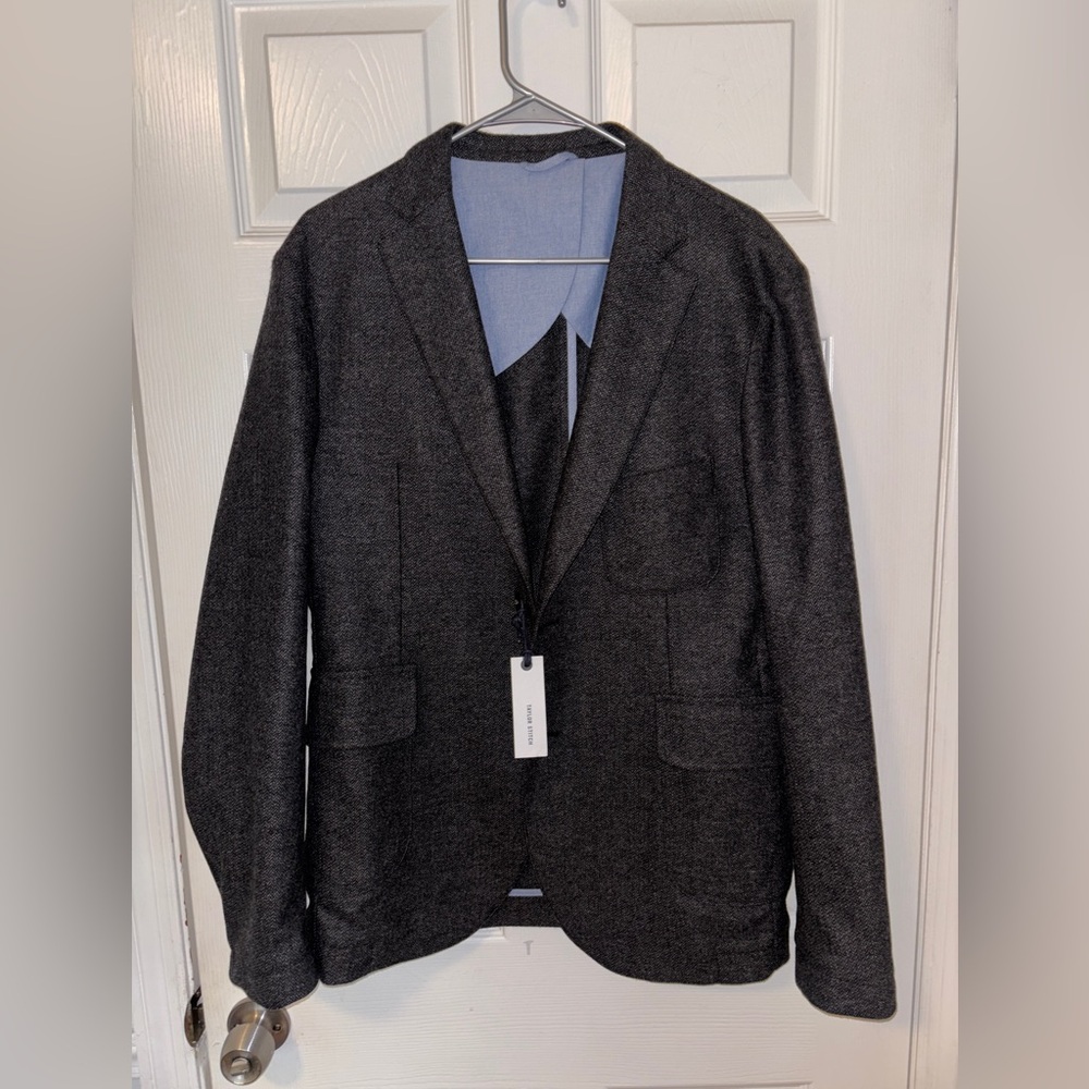 Taylor Stitch Telegraph Charcoal Herringbone Suit Jacket Sports Coat Blazer 42